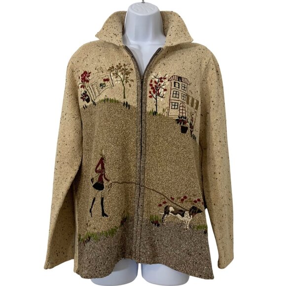 TanJay Beige Cardigan with Embroidered Design - Picture 1 of 9
